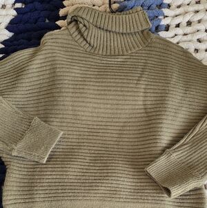 Baltic Born Olive Ribbed Cowl Neck Sweater